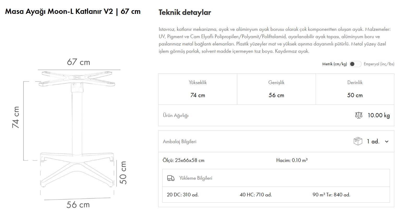 Moon-L Ayak 67 Katlanır V2